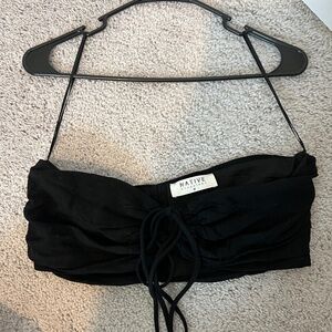 Black linen cropped tube top